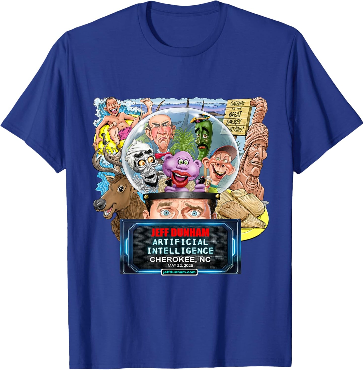 Jeff Dunham Cherokee, NC (2026) T-Shirt - T-Shirt | Royal