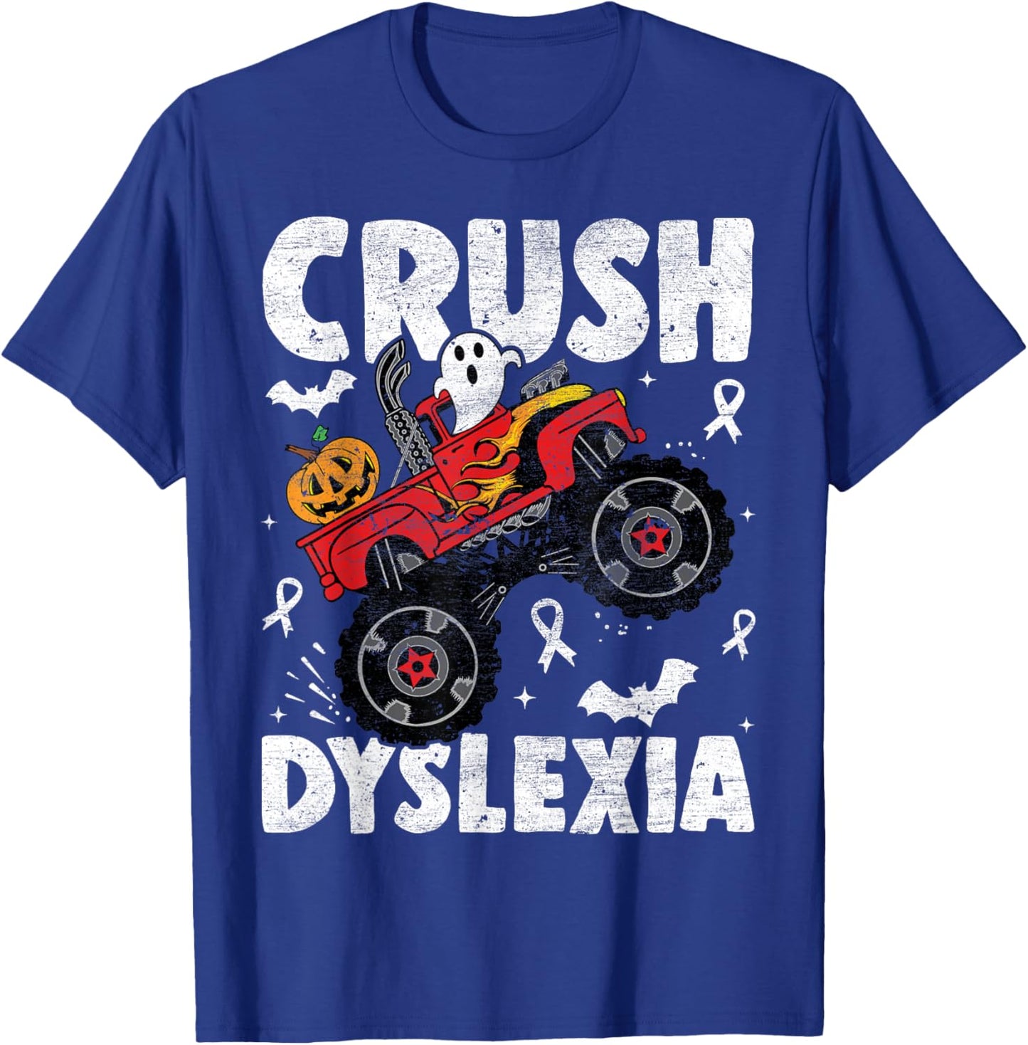 Crush Dyslexia Awareness Monster Truck Red Kids Boys Girls T-Shirt - T-Shirt | Royal