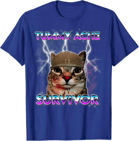 Funny Cat Meme I Survived Today's Tummy Ache T-Shirt - T-Shirt | Royal