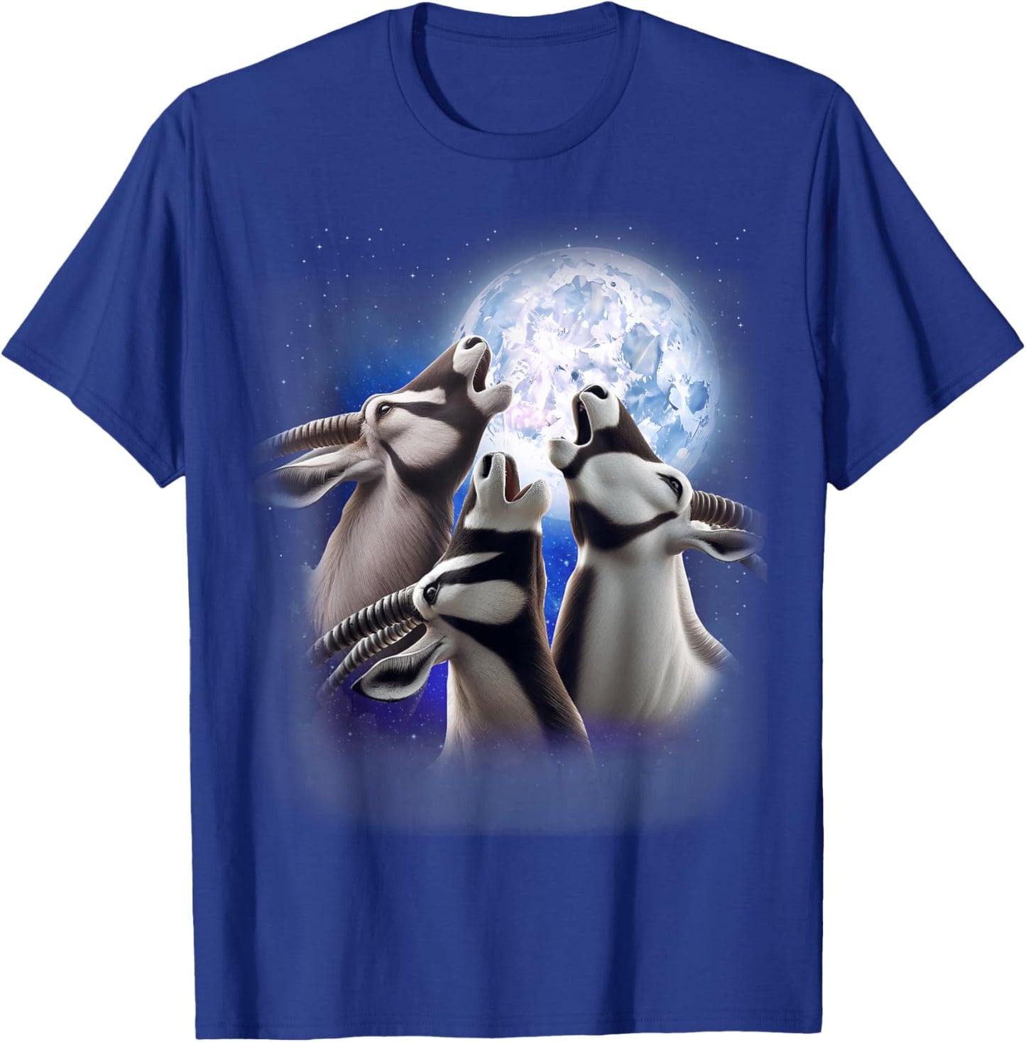 3 Oryx Howling At The Moon Funny Oryx Antelope Animal Lover T-Shirt - T-Shirt | Royal