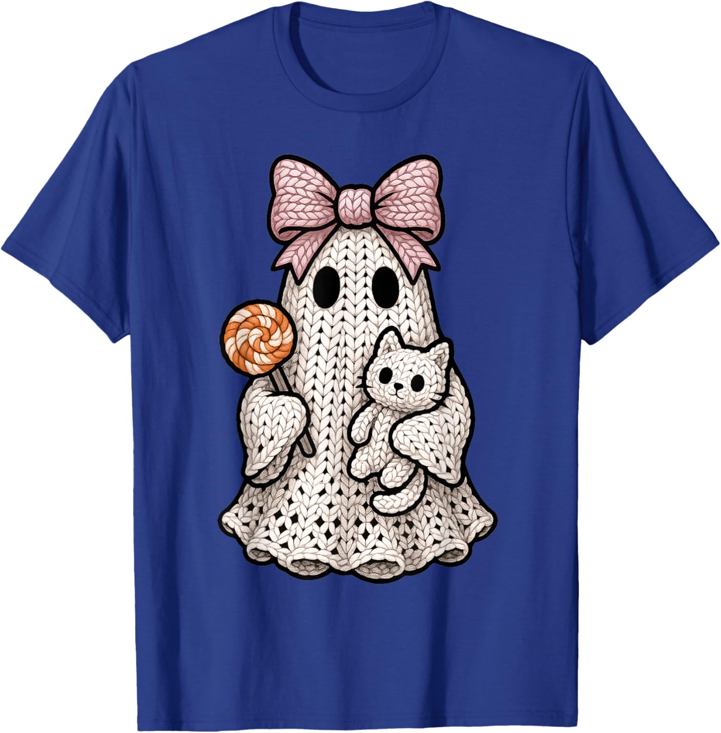 Ghost Coquette Knitting Crafting Yarn Crocheting Halloween T-Shirt - T-Shirt | Royal