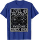 Level 43 Unlocked Awesome Since 1983 43rd Birthday Gaming T-Shirt - T-Shirt | Royal