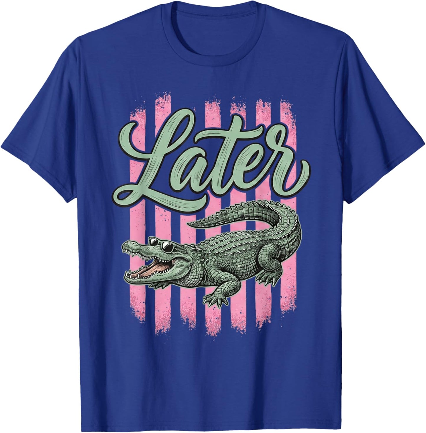 See You Later Alligator Striped Later Gator Summer Vacation T-Shirt - T-Shirt | Royal