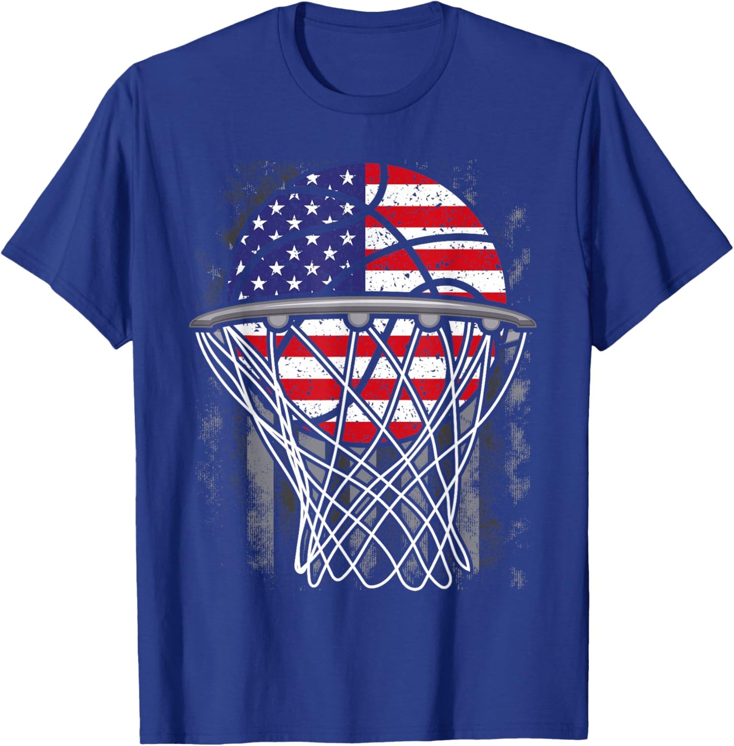 Kids 4th of July Basketball USA Flag Kids Youth Boys Girls T-Shirt - T-Shirt | Royal