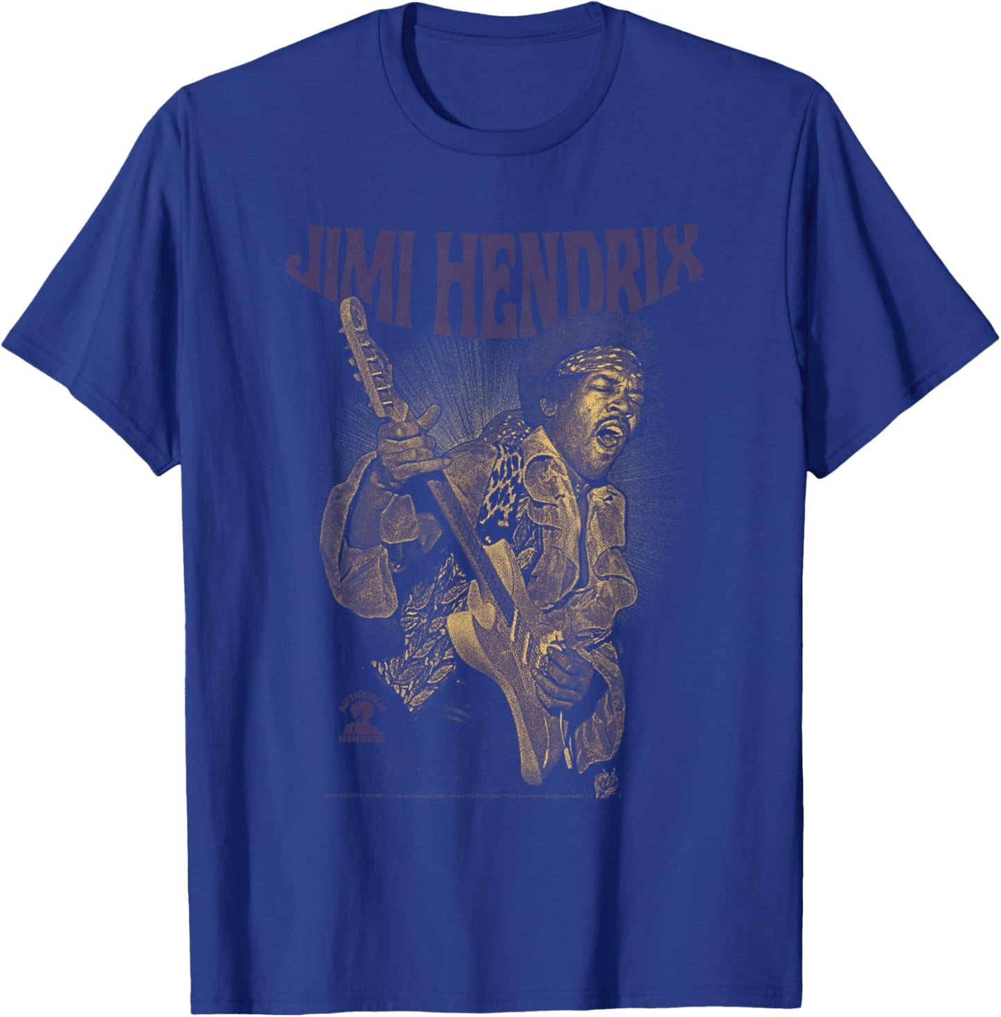 Jimi Hendrix Playing Guitar Purple Yellow T-Shirt - T-Shirt | Royal