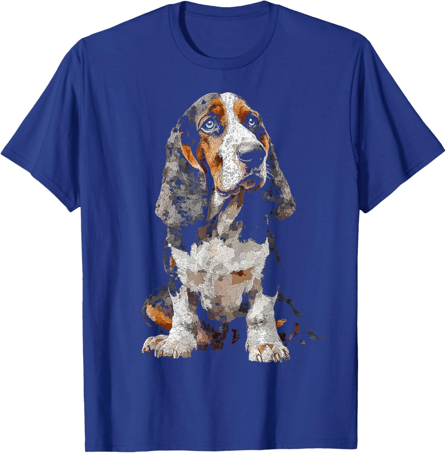 Basset Hound Dog Motif Pet Art Blue Eyes Basset Hound Women Kids T-Shirt - T-Shirt | Royal