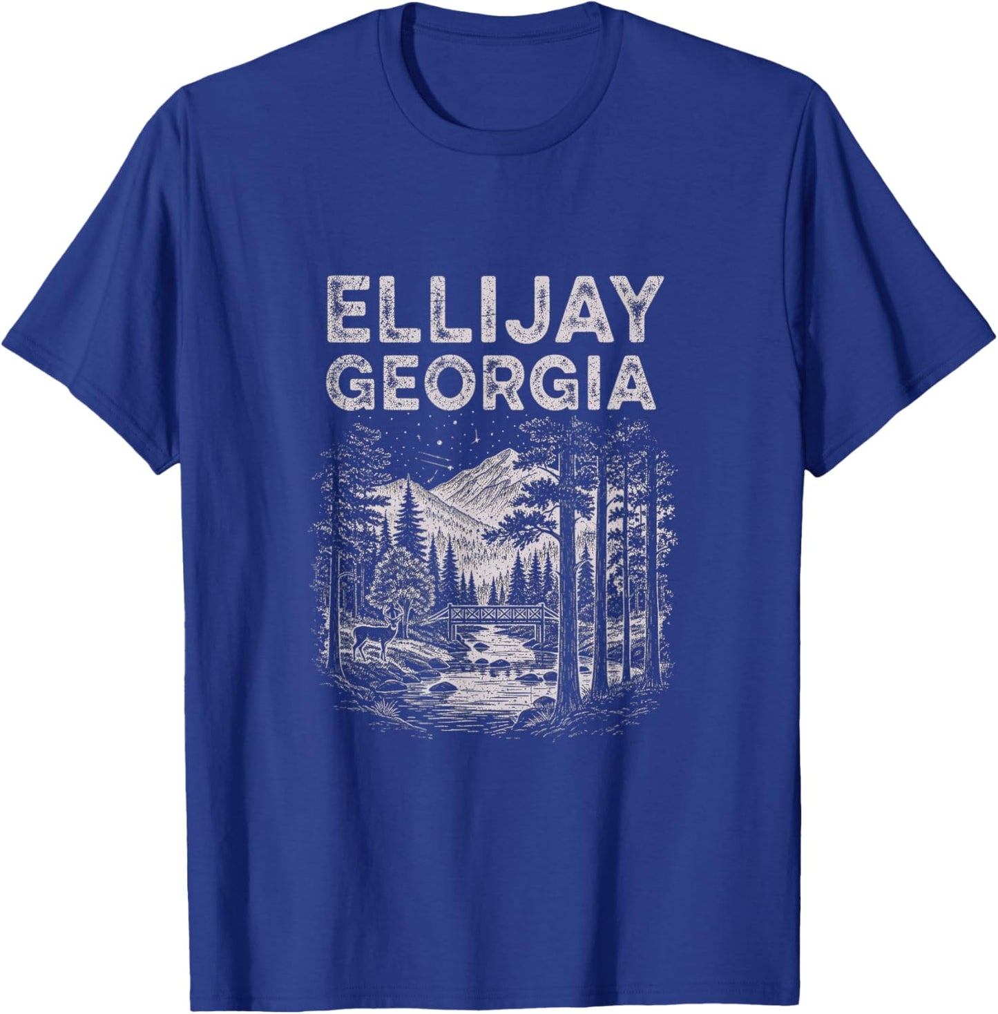 Vintage Ellijay Georgia Drawing Art Design T-Shirt - T-Shirt | Royal