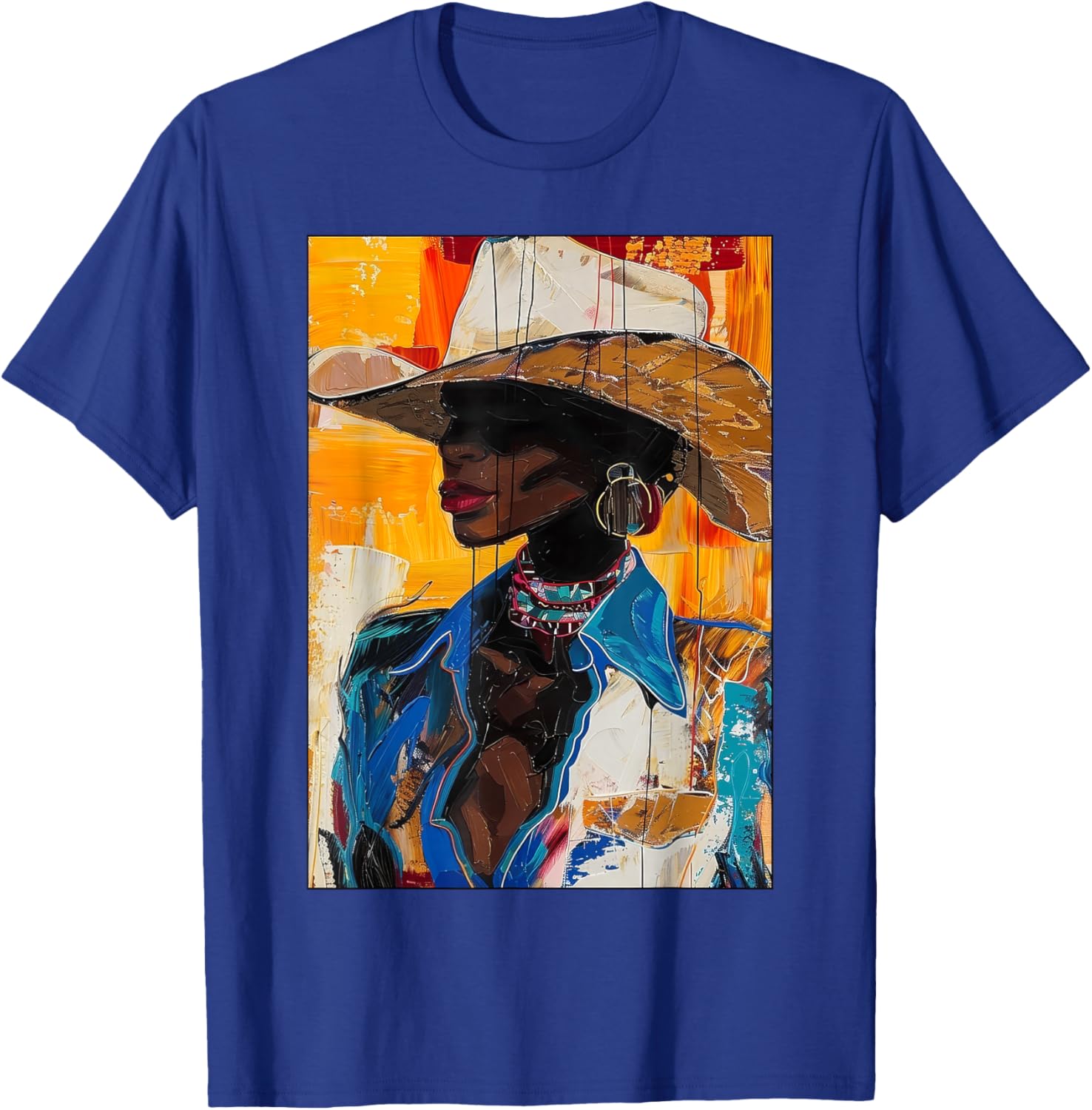 Black Cowgirl African American Melanin Western Rodeo Cowboy T-Shirt - T-Shirt | Royal