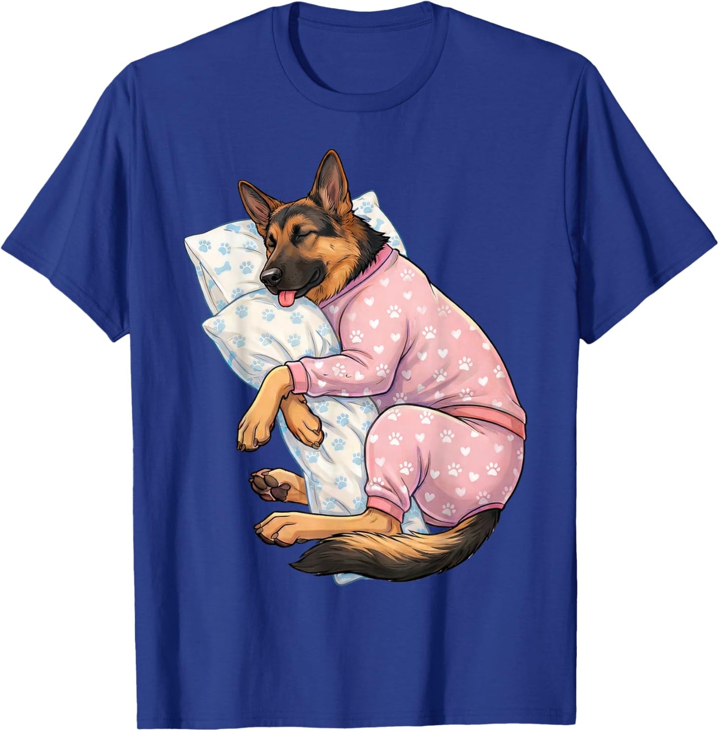 Cute German Shepherd Dog Sleeping in Pajamas Bedtime Art T-Shirt - T-Shirt | Royal