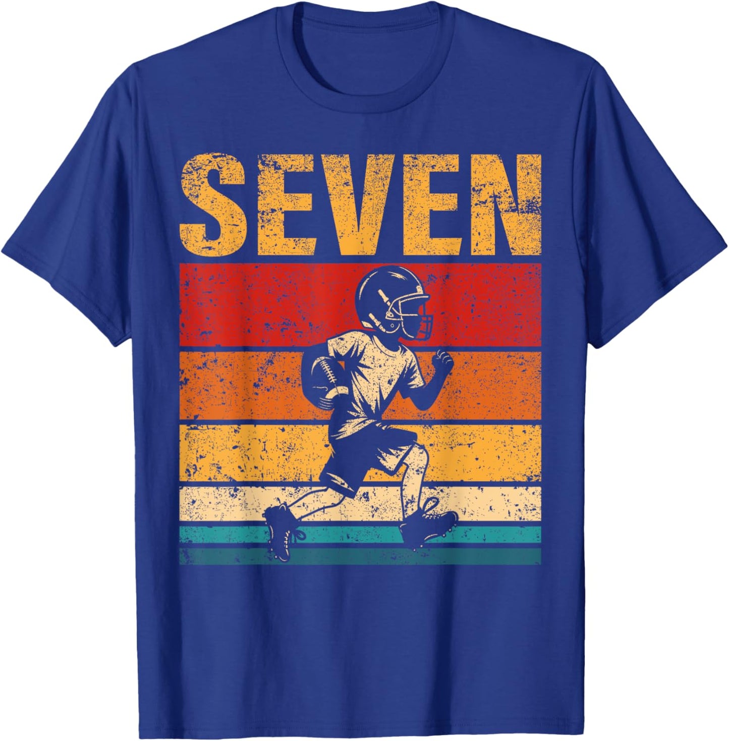 7 Year Old Football Boy Birthday Vintage 7th Birthday Boy T-Shirt - T-Shirt | Royal