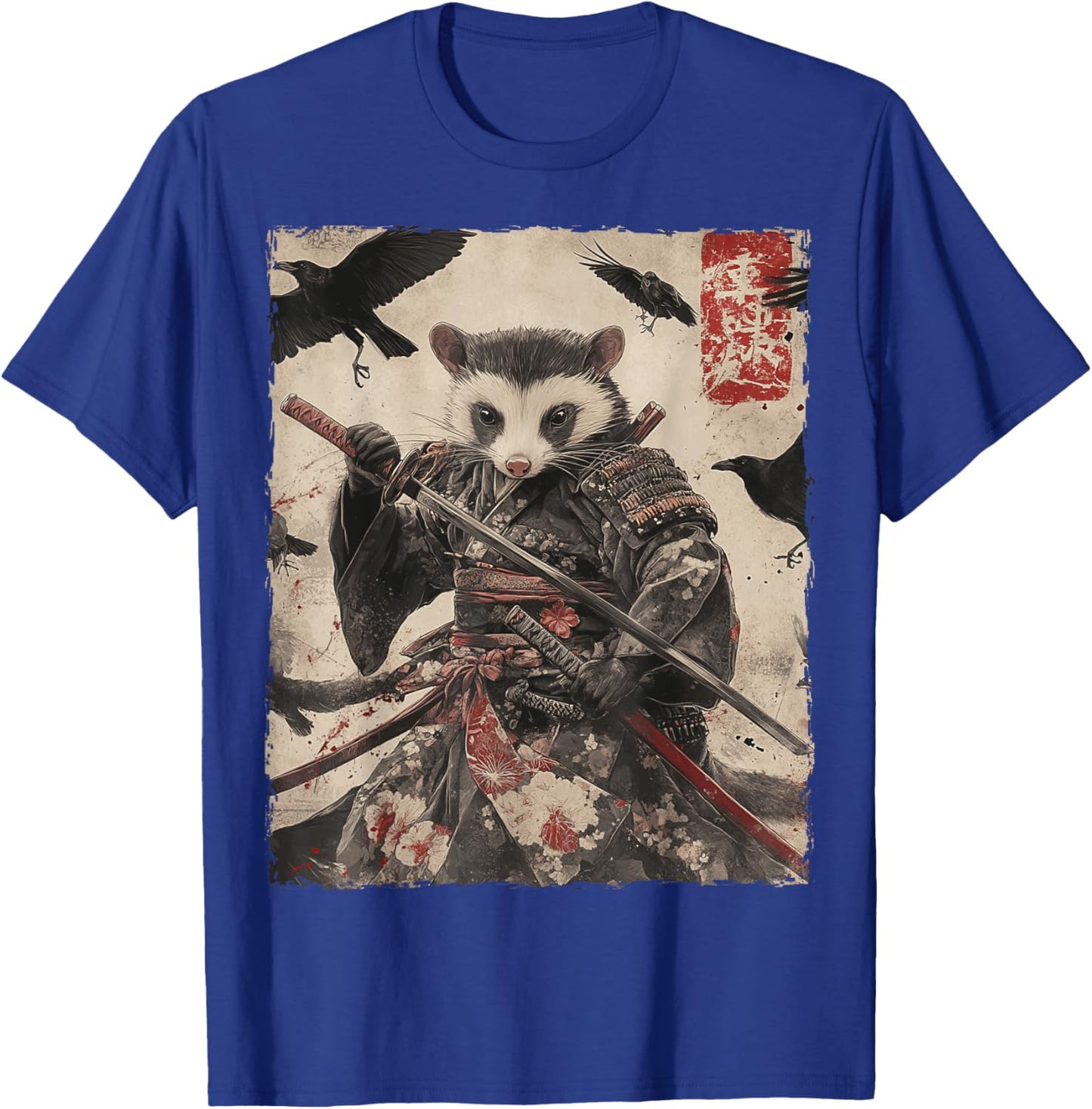 Opossum Possum Samurai Graphic Japanese Warrior Anime T-Shirt - T-Shirt | Royal