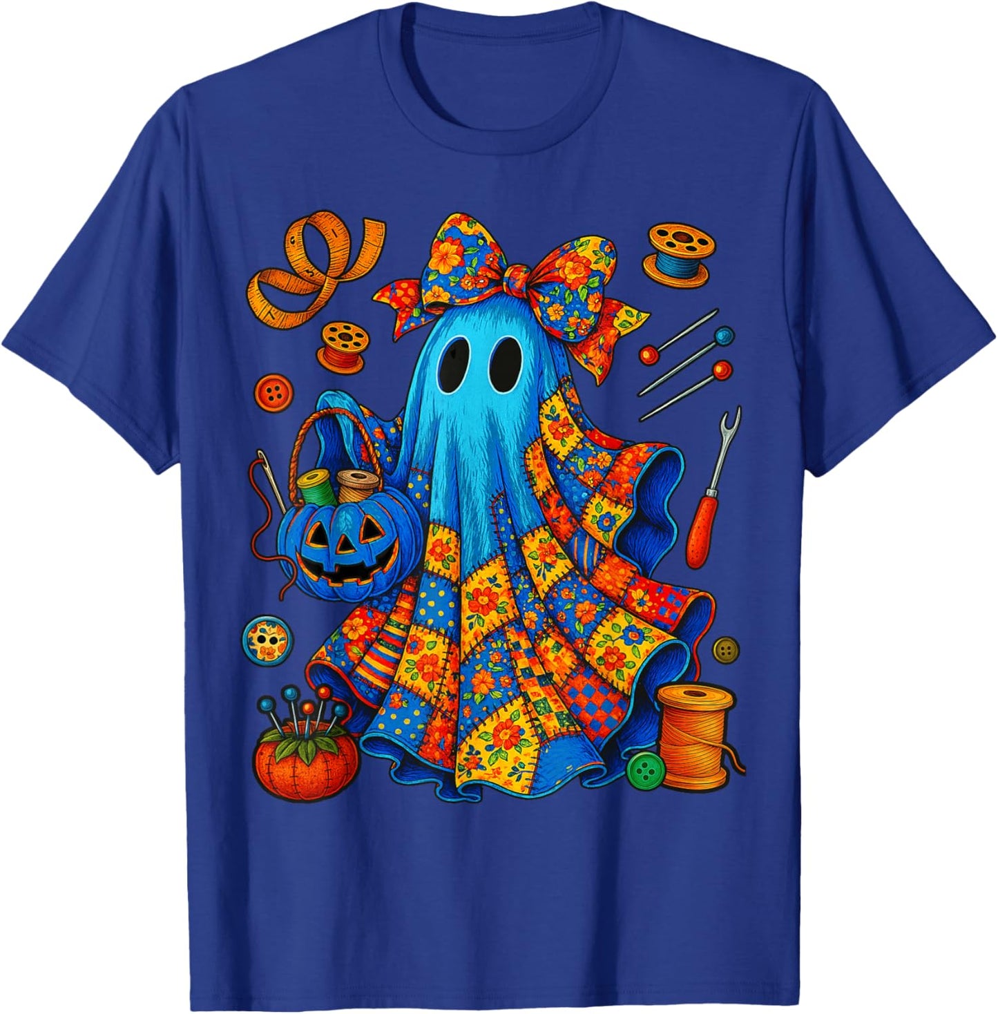 Halloween Boo Ghost Patchwork Quilter Quilting Sewing T-Shirt - T-Shirt | Royal