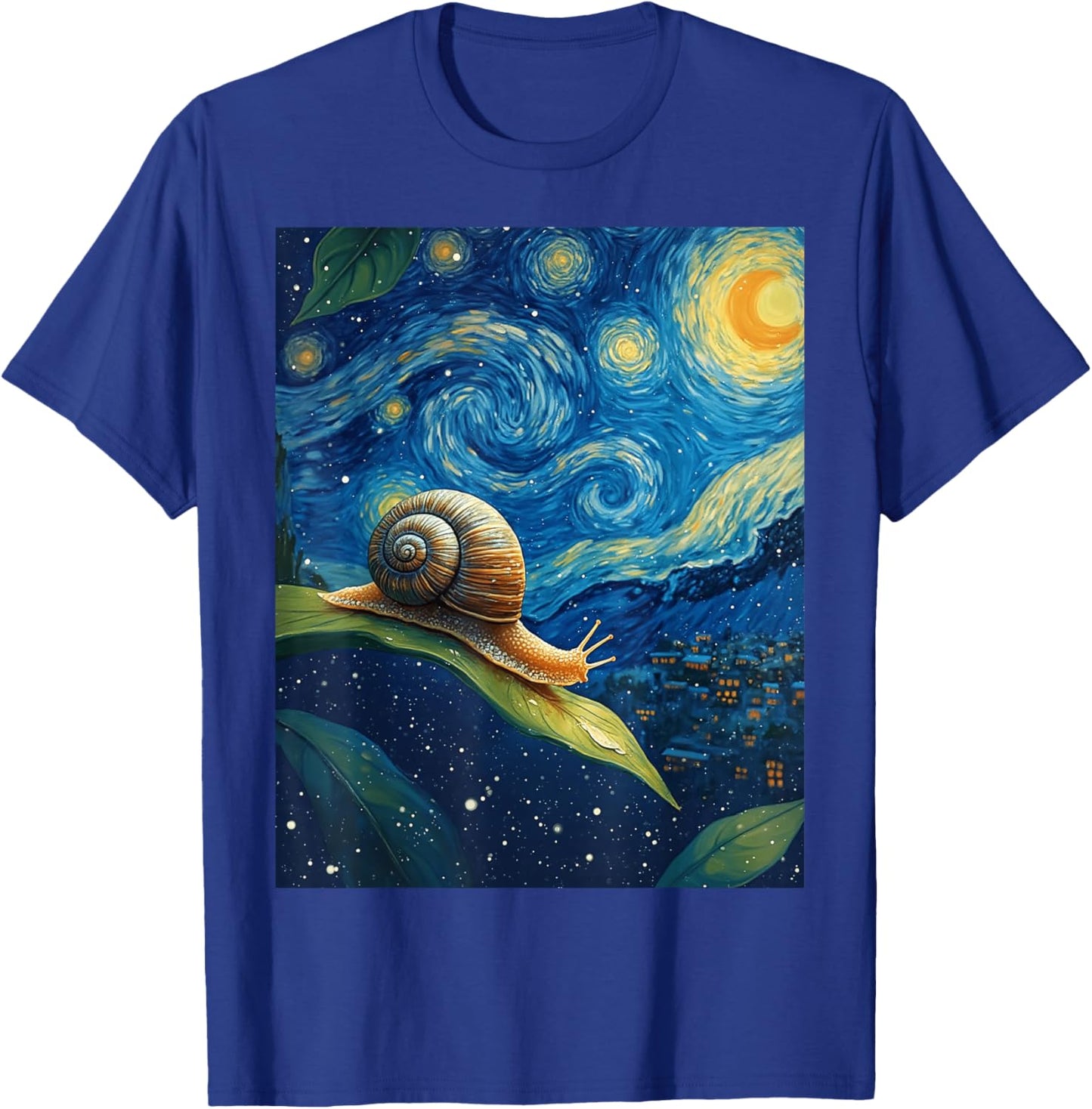 Van Gogh's Starry Night Snail Slow-Mover Animal Lovers T-Shirt - T-Shirt | Royal