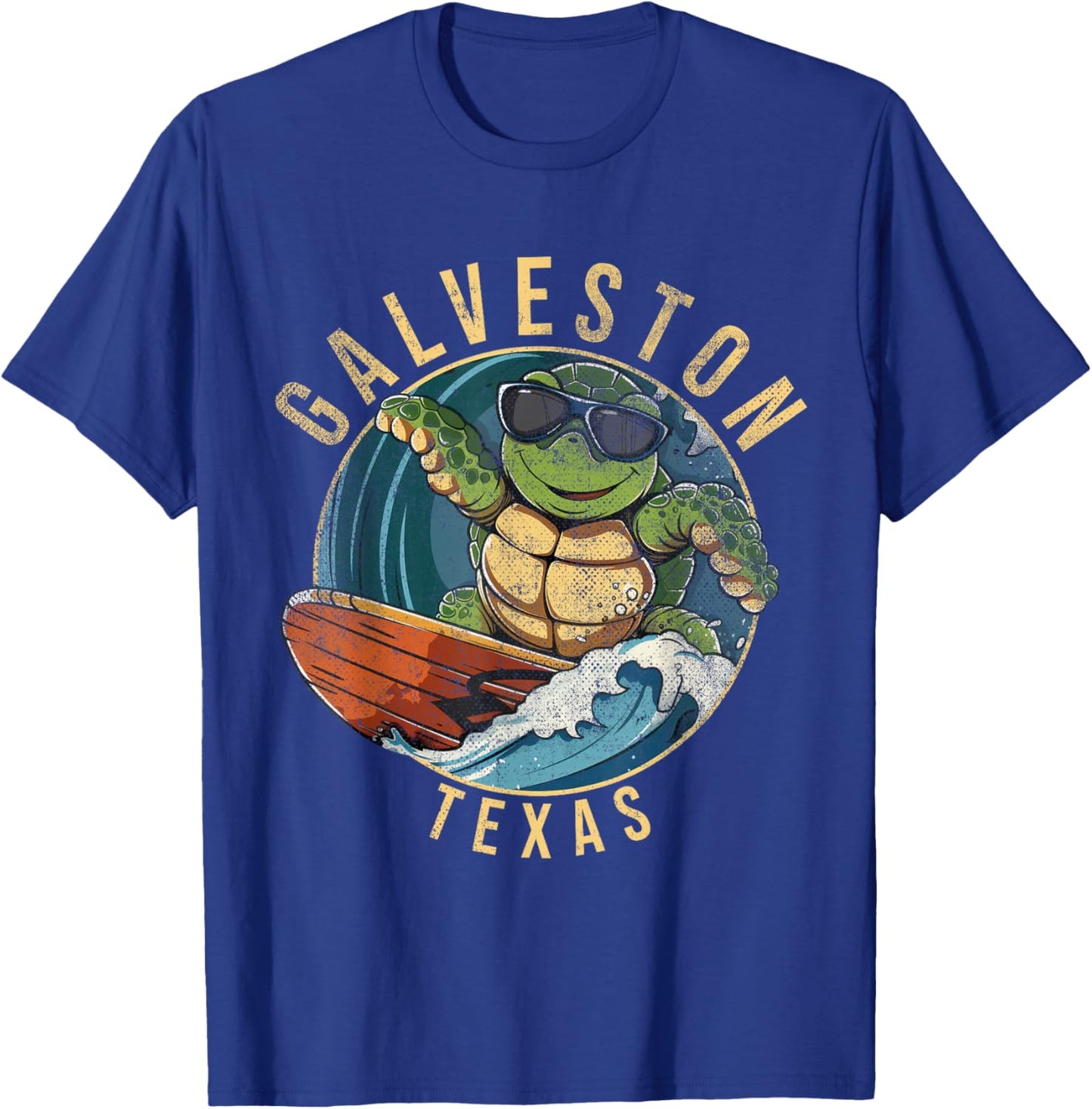 Galveston Texas TX | surfing turtle T-Shirt - T-Shirt | Royal
