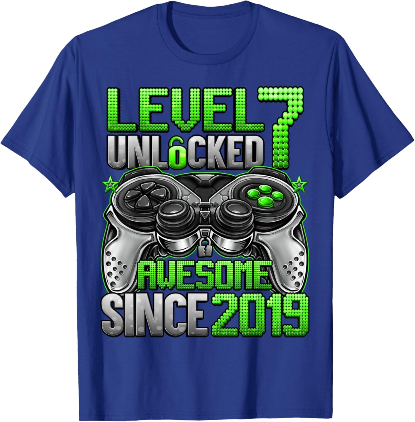 Level 7 Unlocked 7 Year Old Gifts for Boys 7th Birthday Boy T-Shirt - T-Shirt | Royal