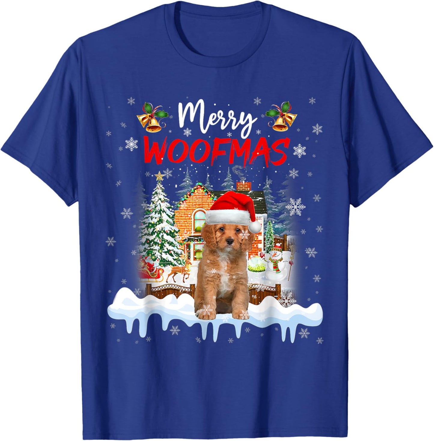 Merry Woofmas Cavapoo Christmas Tree Dog Lover Xmas T-Shirt - T-Shirt | Royal