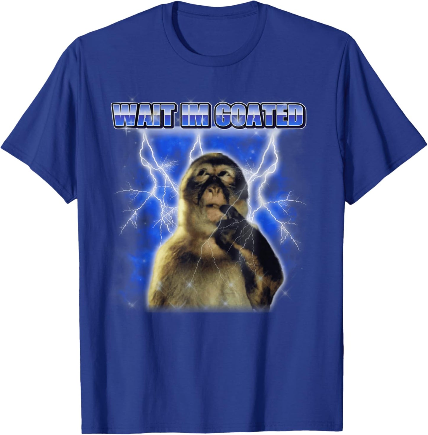 Funny Monkey Meme Men Women Wait I'm Goated T-Shirt - T-Shirt | Royal