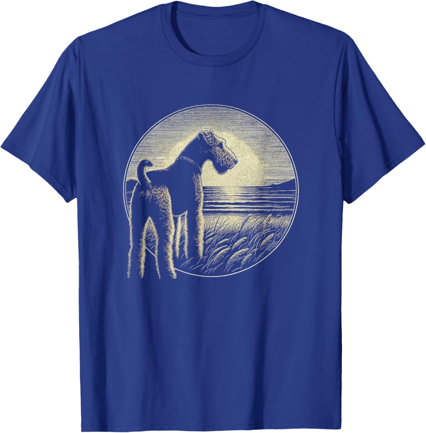 Vintage Airedale Terrier Retro Scene Dog Art Design T-Shirt - T-Shirt | Royal