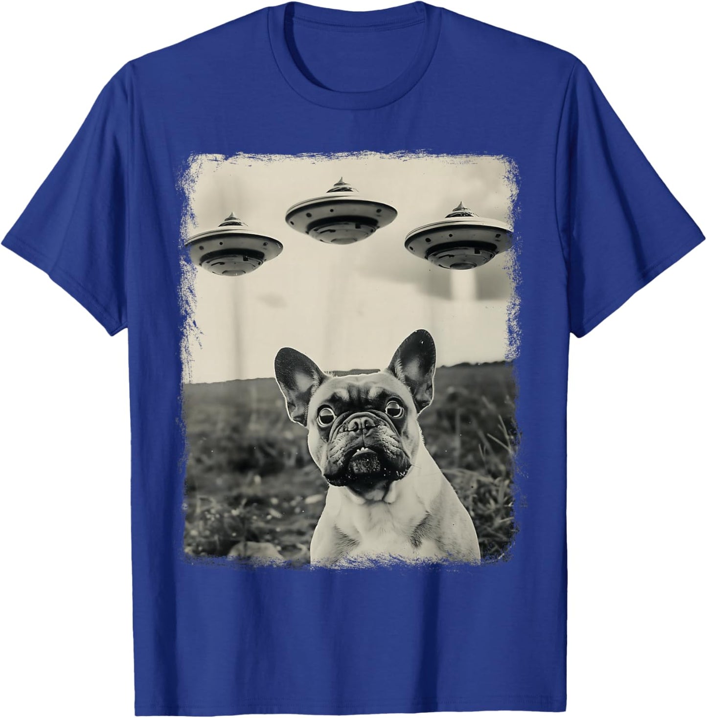 French Bulldog Dog UFO Alien Extraterrestrial Selfie T-Shirt - T-Shirt | Royal