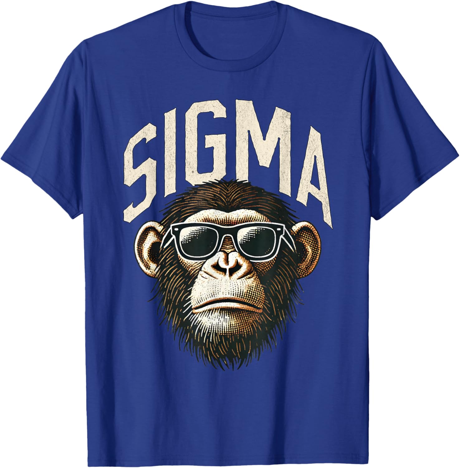 Funny Sigma Monkey Meme Vintage Chimpanzee Kids Boys Teens T-Shirt - T-Shirt | Royal