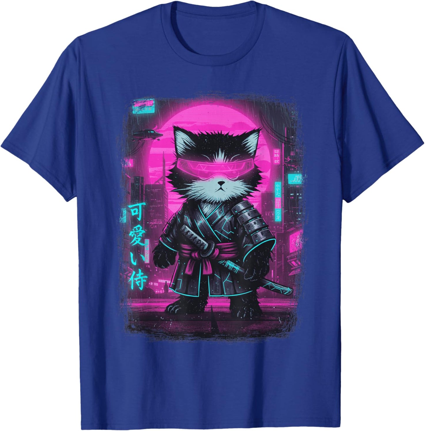 Cyberpunk Samurai Cat Japanese Art Kawaii Funny Cats T-Shirt - T-Shirt | Royal
