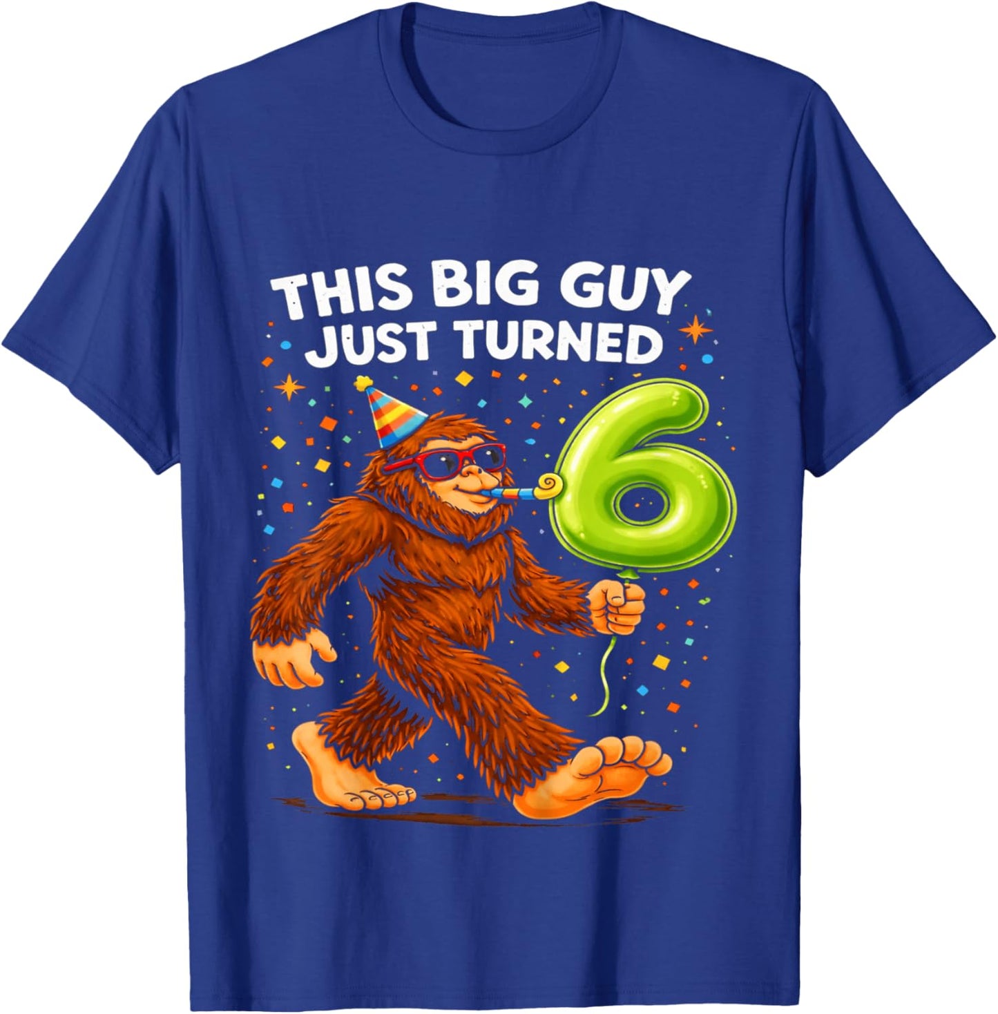 Kids Bigfoot Six 6th Birthday Sasquatch 6 Year Old Boys Kids T-Shirt - T-Shirt | Royal