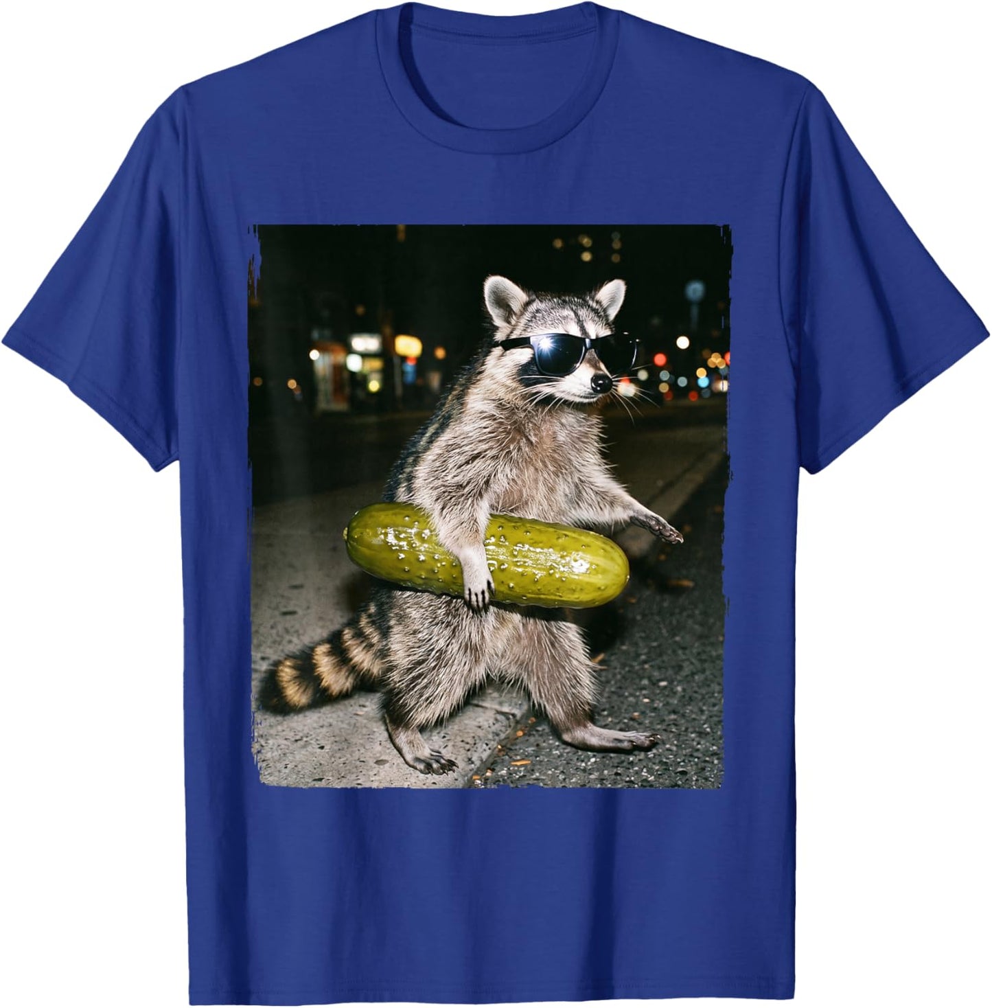 Raccoon Walking Funny Pickles Meme T-Shirt - T-Shirt | Royal
