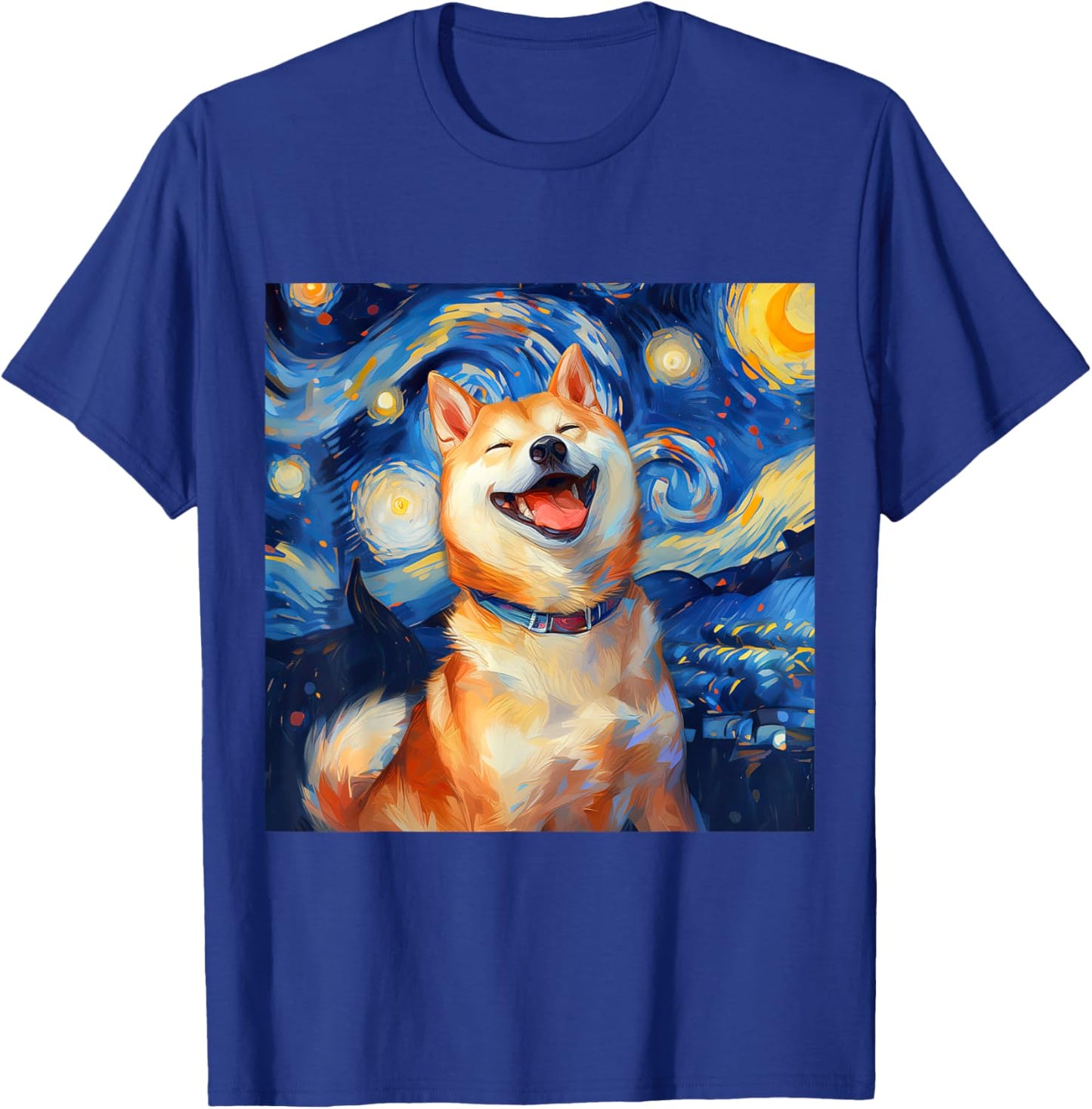 Cute Shiba Inu Dog Starry Night Vincent Van Gogh Painting Women Kids T-Shirt - T-Shirt | Royal