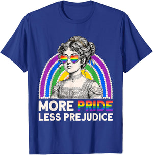 More Pride Less Prejudice Rainbow LGBT Pride Men Women T-Shirt - T-Shirt | Royal