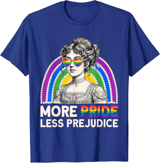 More Pride Less Prejudice Rainbow LGBT Pride Men Women T-Shirt - T-Shirt | Royal