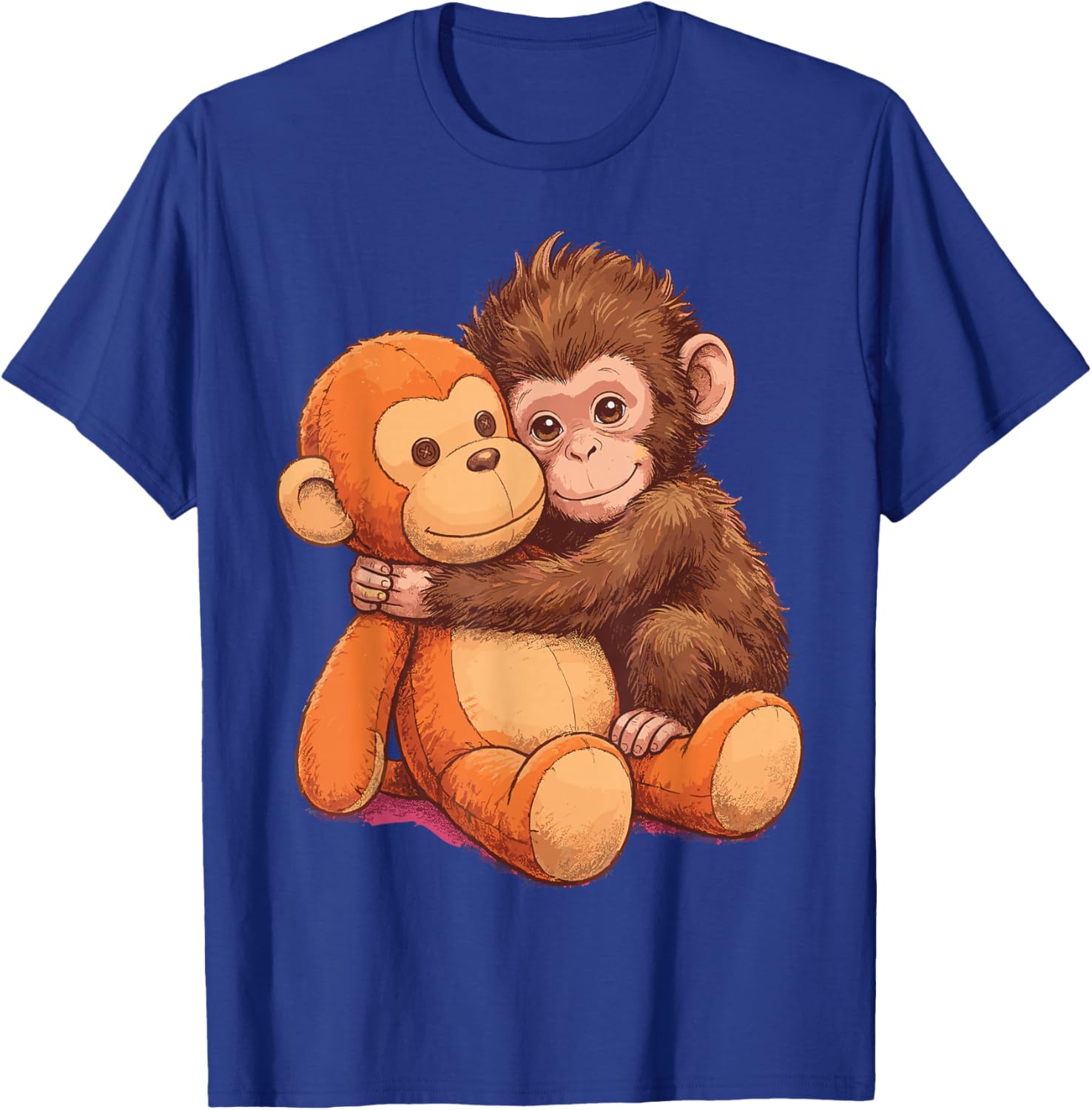 Funny Cute Punch Monkey Hugging Plushie Animal Lover T-Shirt - T-Shirt | Royal