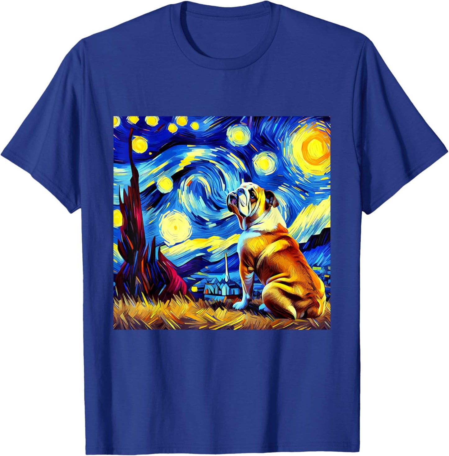 French Bulldog Van Gogh Starry Night Animal Frenchie Dog T-Shirt - T-Shirt | Royal