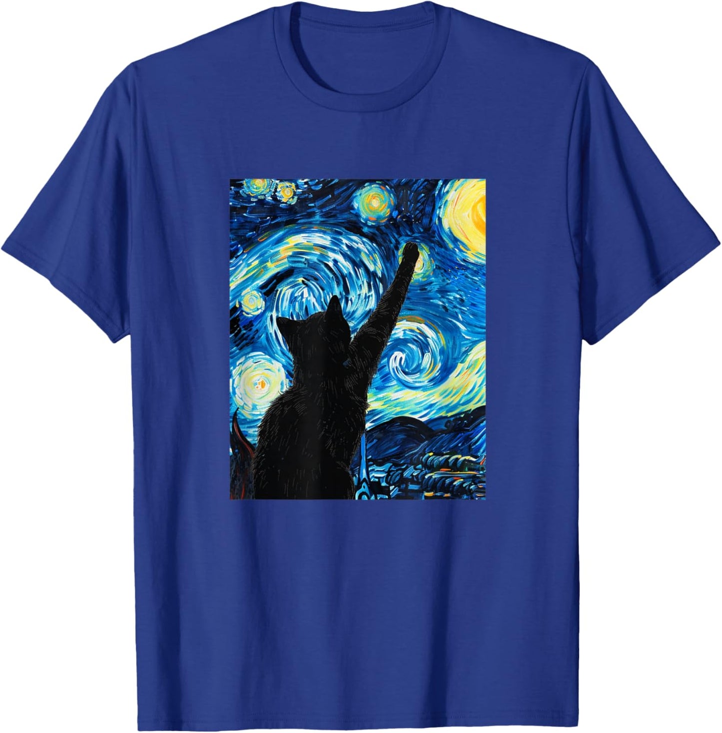 Van Gogh Starry Night Cat Lover Kitten Women T-Shirt - T-Shirt | Royal