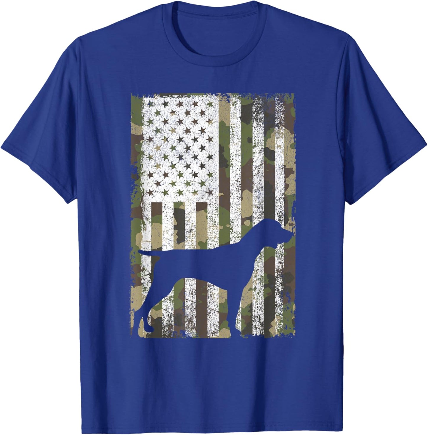 German Shorthaired Pointer Camouflage American Flag GSP Dog T-Shirt - T-Shirt | Royal