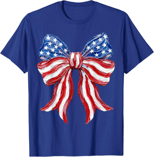 Coquette Bow 4th of July 250th Anniversary USA Independence T-Shirt - T-Shirt | Royal