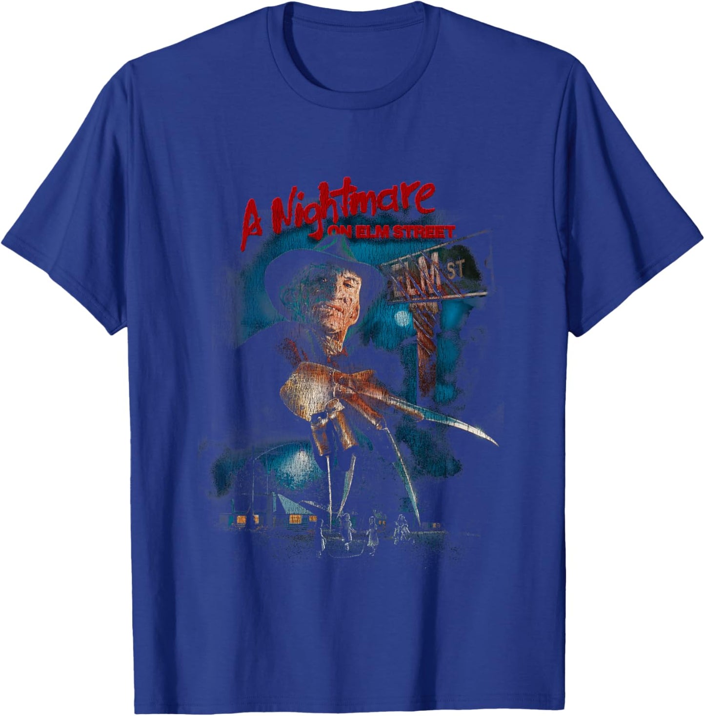 Kids A Nightmare On Elm Street Freddy Poster Fade T-Shirt - T-Shirt | Royal