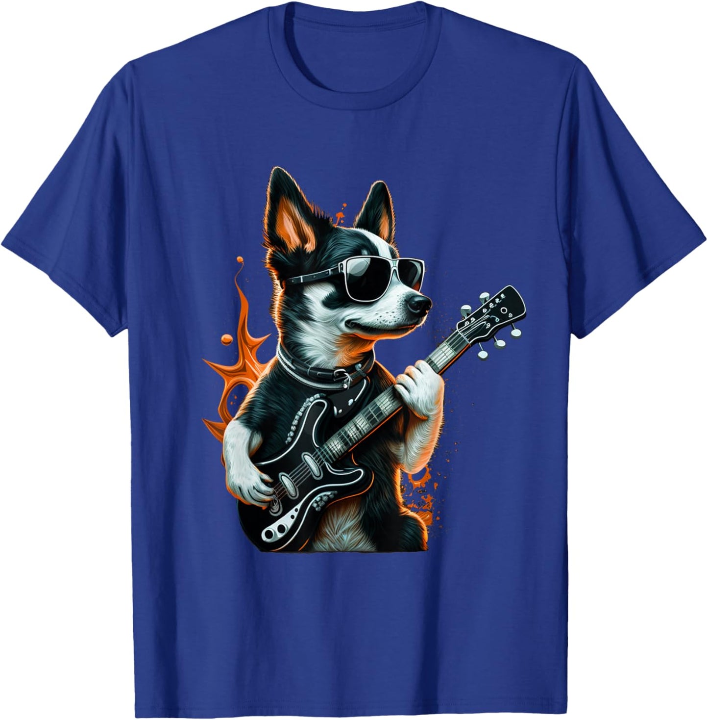 Rock & Roll Dog Playing Guitar T-Shirt - T-Shirt | Royal