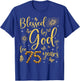 Butterfly Flower Blessed By God For 75 Years 75th Birthday T-Shirt - T-Shirt | Royal