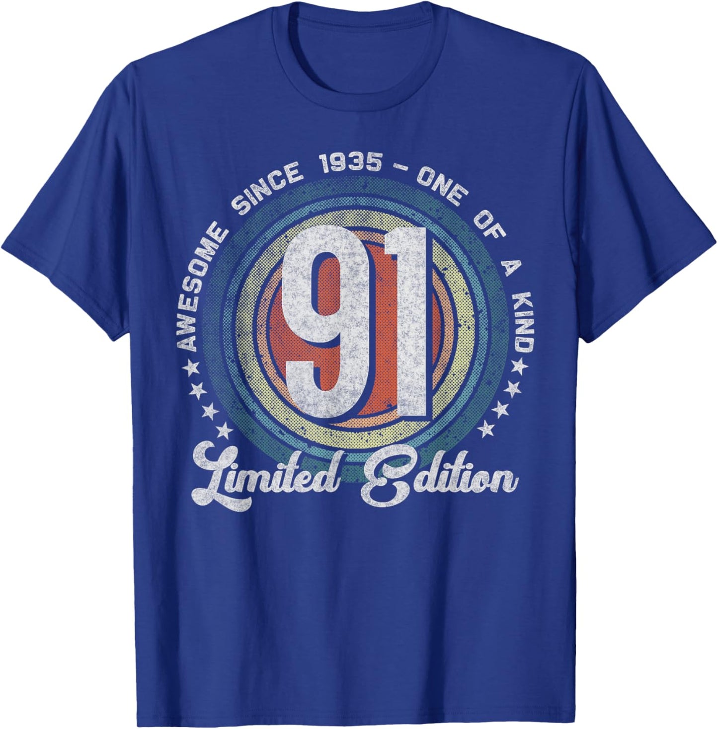 91 Year Old Gifts Vintage 1935 Limited Edition 91st Birthday T-Shirt - T-Shirt | Royal