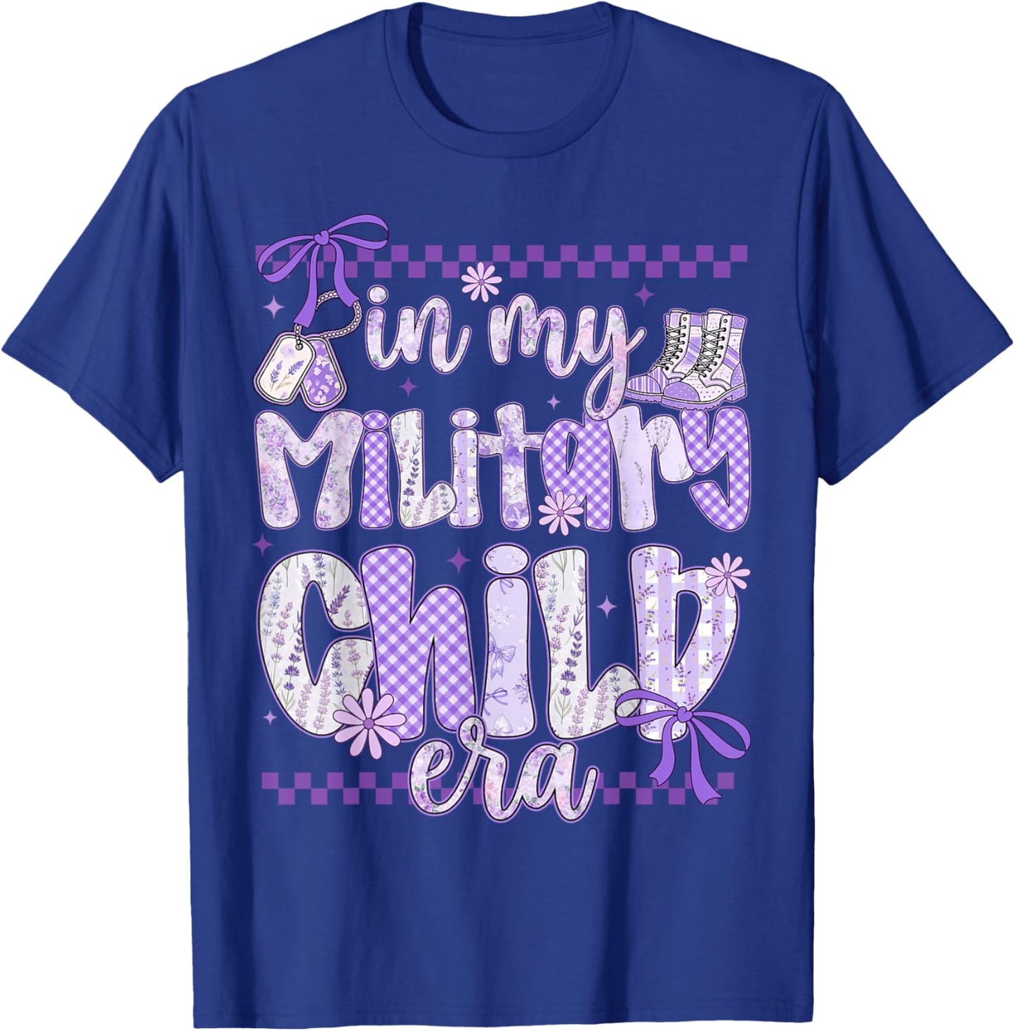 in My Military Child Era Coquette Bow Purple Up for Military T-Shirt - T-Shirt | Royal