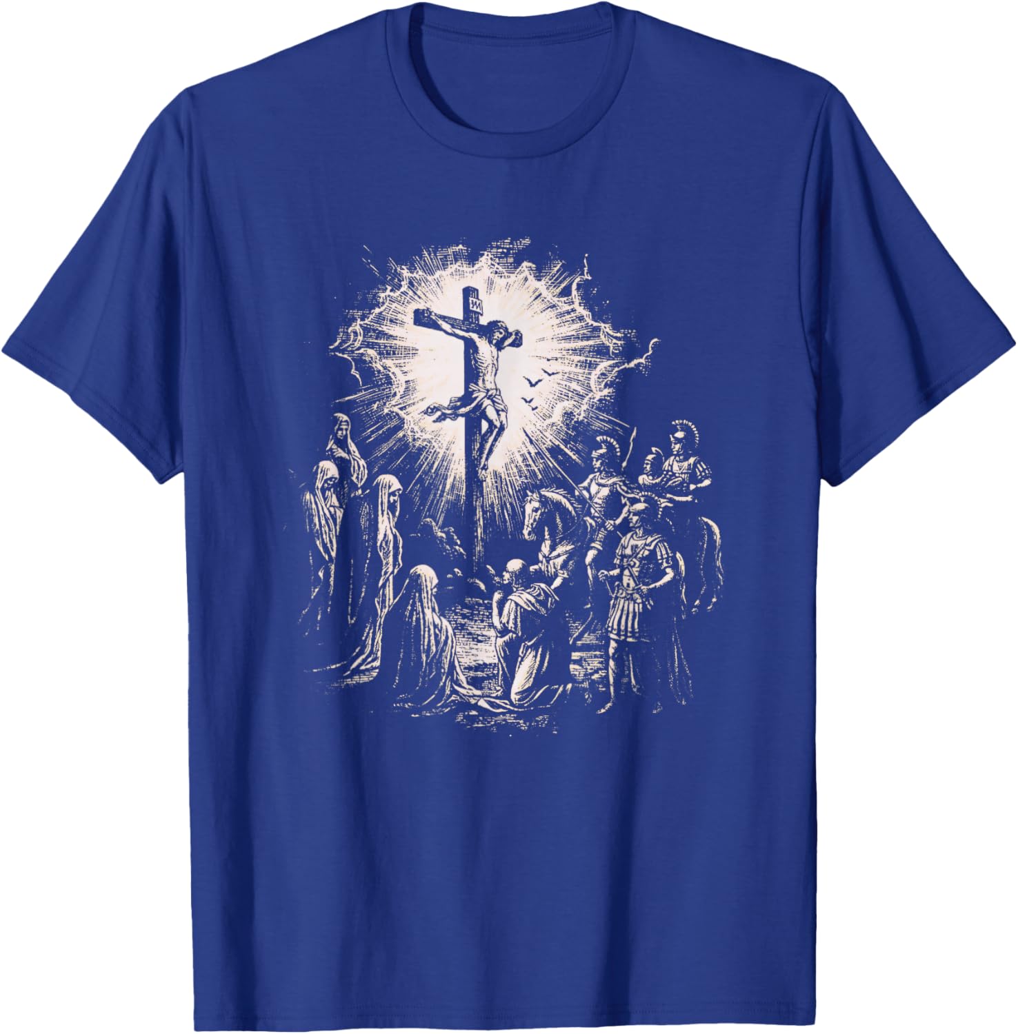 Christian Faith God Lover Religious Jesus Crucifixion Scene T-Shirt - T-Shirt | Royal