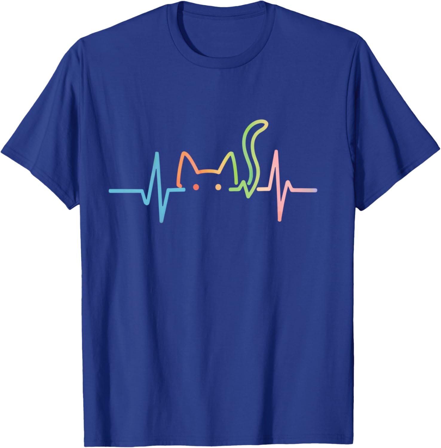 Heartbeat Cat Lover Animal Silhouette Cute Kitty Cat T-Shirt - T-Shirt | Royal