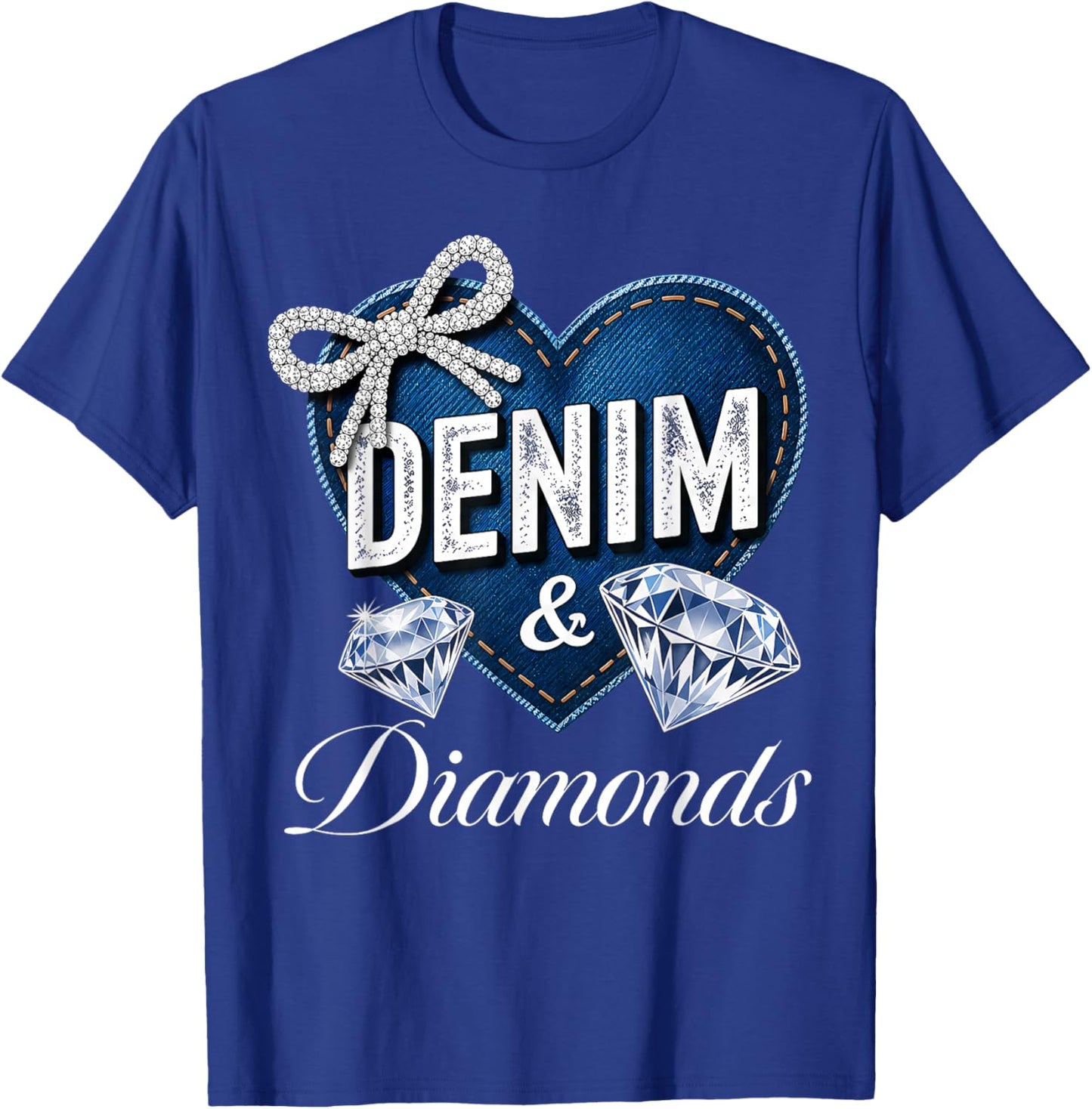 Denim and Diamonds Western Cowgirl Men Girls T-Shirt - T-Shirt | Royal