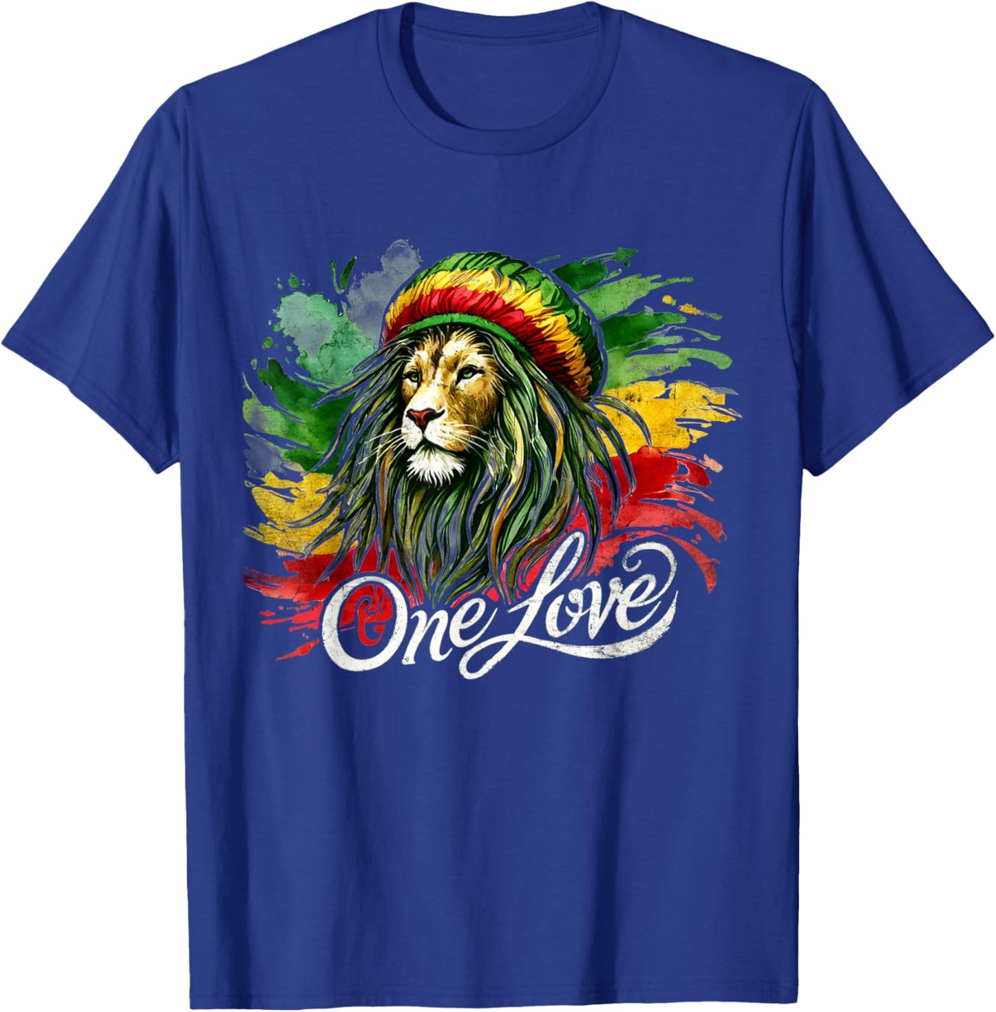 Lion of Judah One Reggae Love Heart Jamaica Rock Roots T-Shirt - T-Shirt | Royal