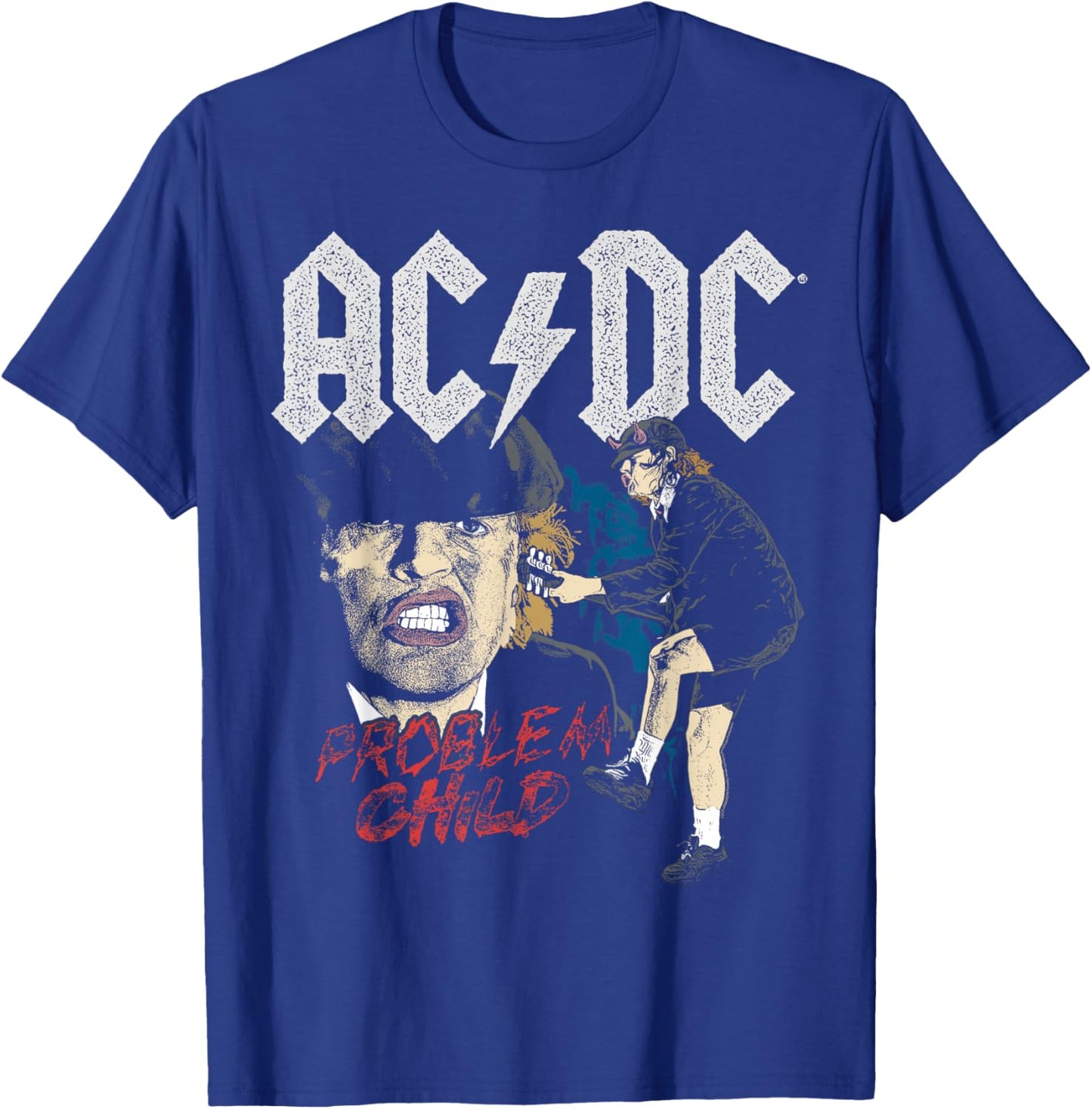 Official AC/DC Problem Child Distressed Artwork ACDC Rock T-Shirt - T-Shirt | Royal