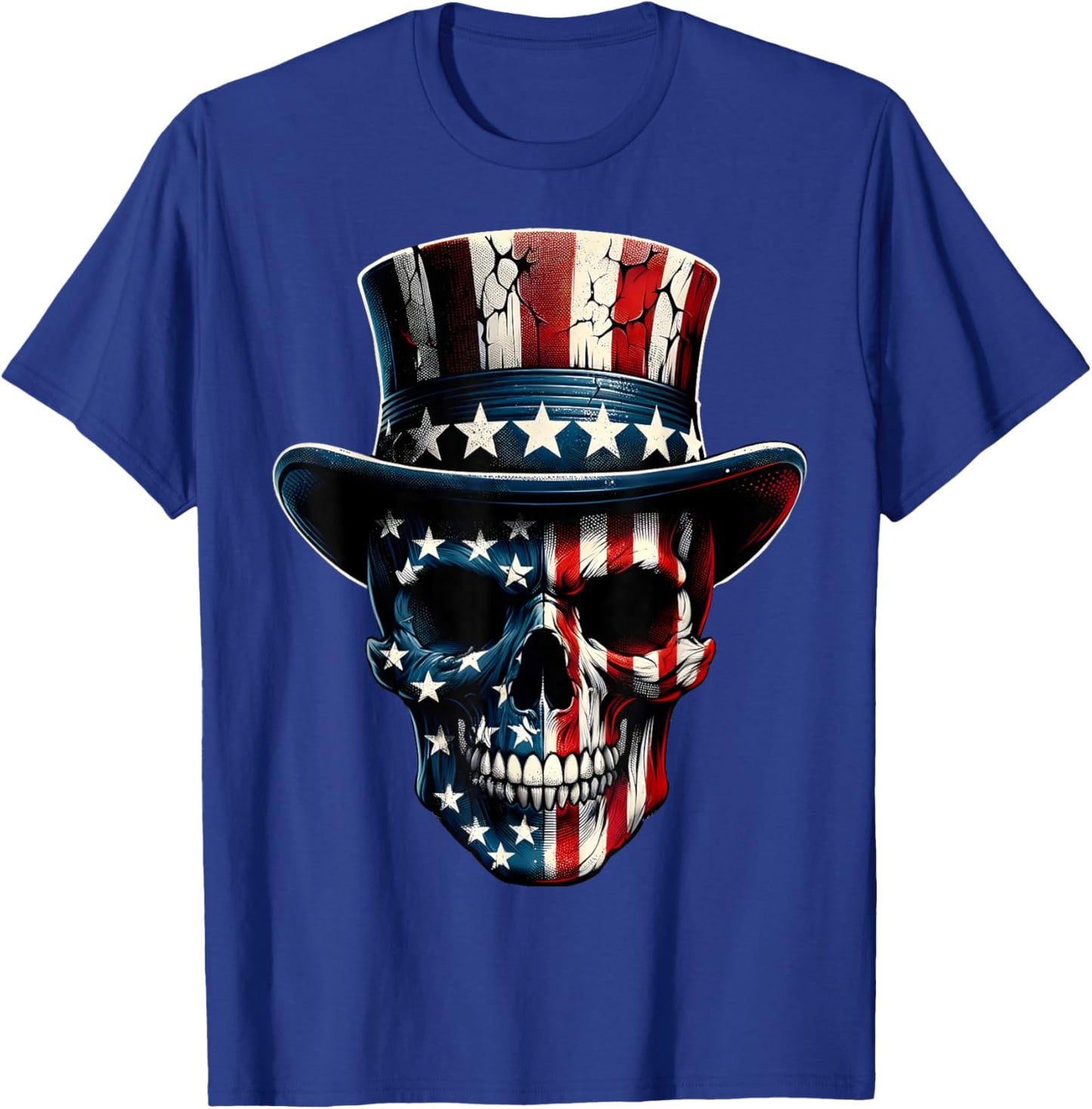4th of July Shirt American Flag Skull Skeleton Men T-Shirt - T-Shirt | Royal