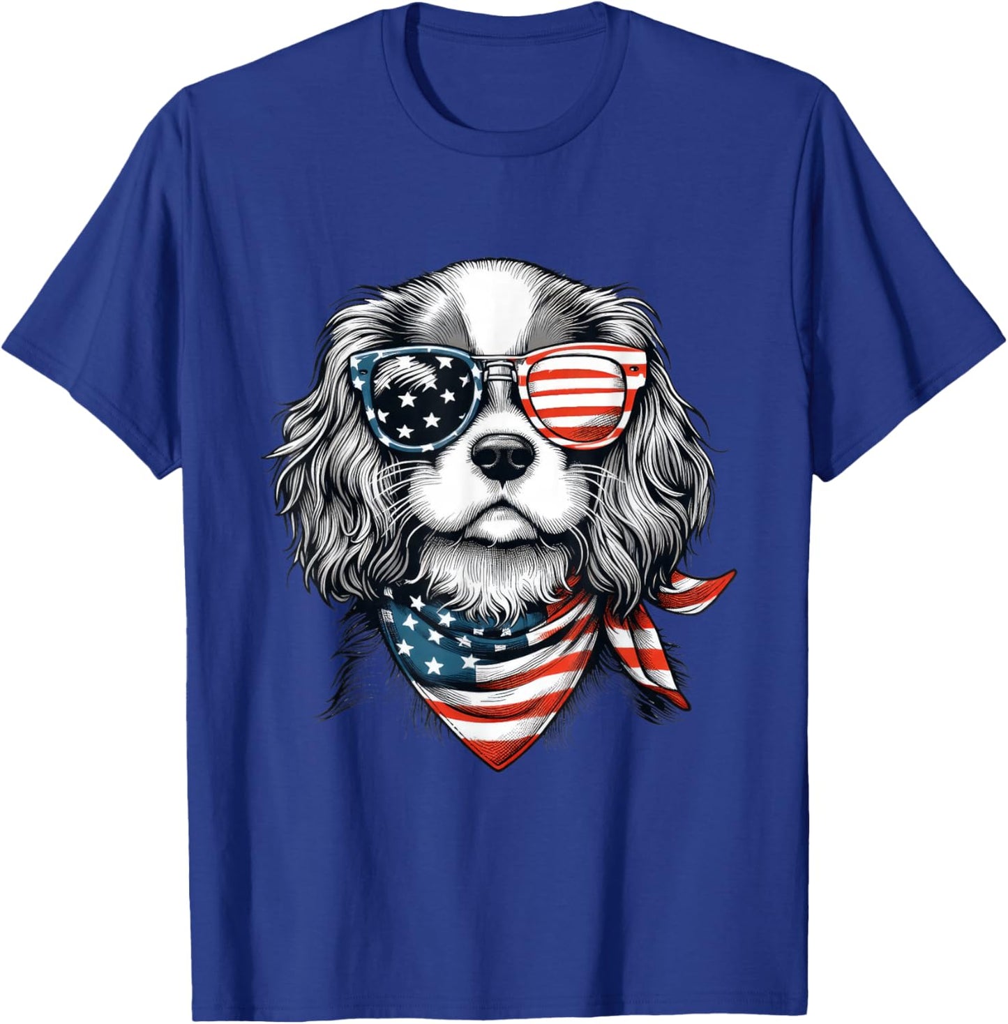 Kids 4th of July with Cavalier King Charles Spaniel Dog T-Shirt - T-Shirt | Royal