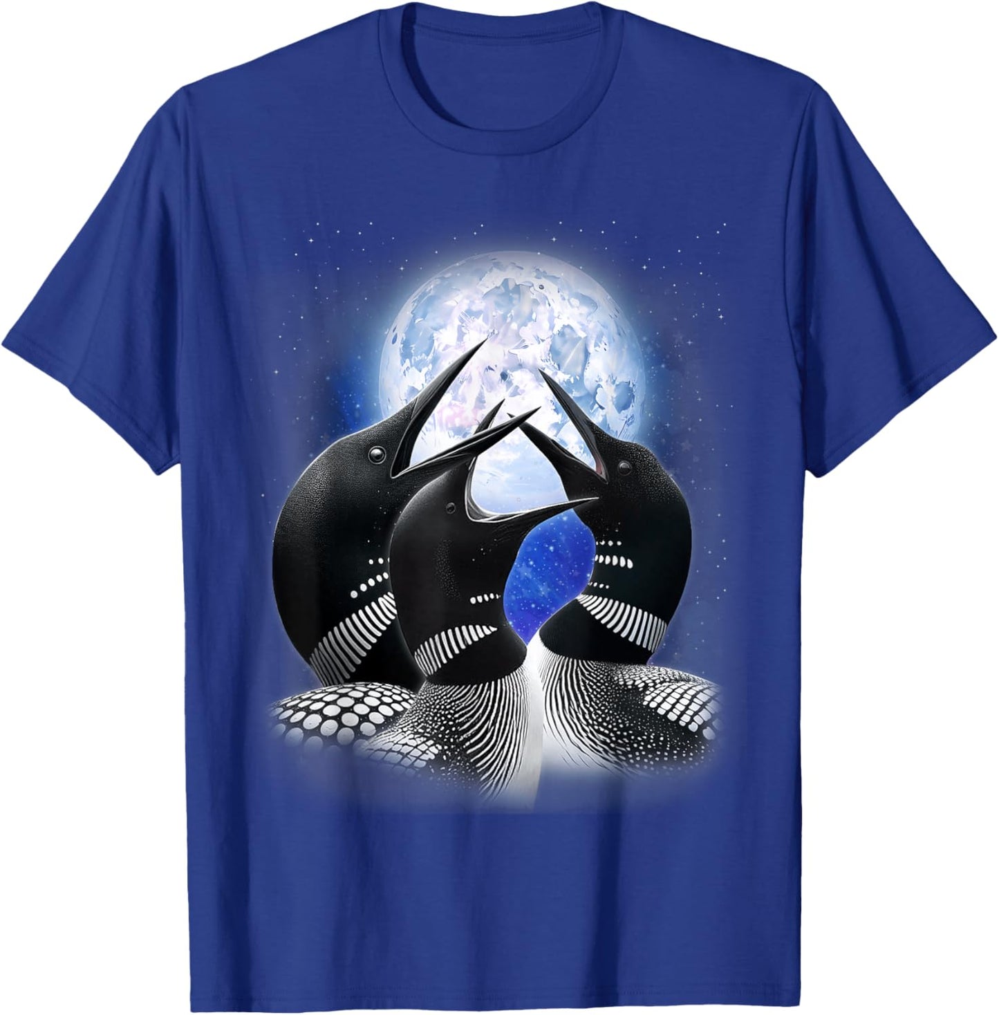 3 Common Loon Howling At The Moon Funny Birdwatcher Birder T-Shirt - T-Shirt | Royal