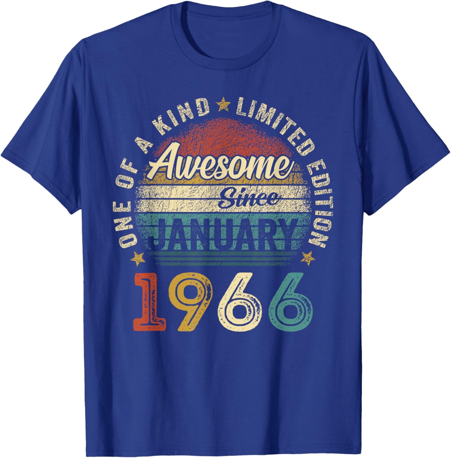 Awesome since January 1966 60 Year Old 60th Birthday Men Dad T-Shirt - T-Shirt | Royal