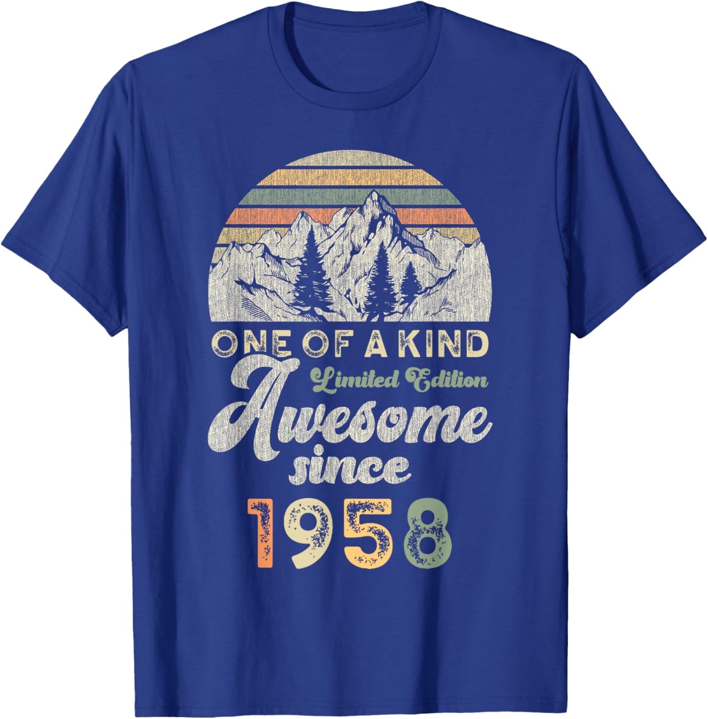 Awesome Since 1958 Birthday 67 Years Mountains T-Shirt - T-Shirt | Royal